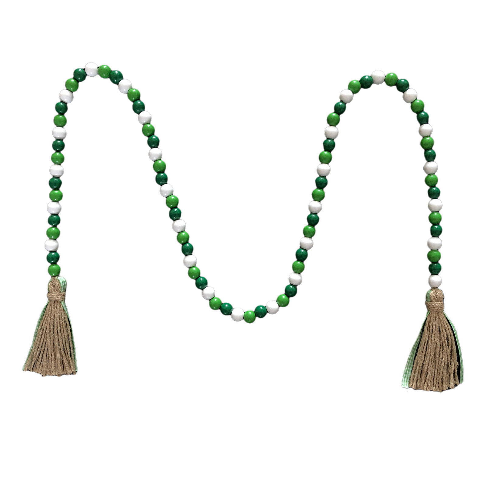 Hot Sale!Valentine's Day Wooden Beads Tassel Garland,57.1 Inch Farmhouse Rustic Wood Beads with Rope Plaid Tassel Beads,Craft Hearts Beaded Garland,for Wedding Decorations Home Decor Party Gifts